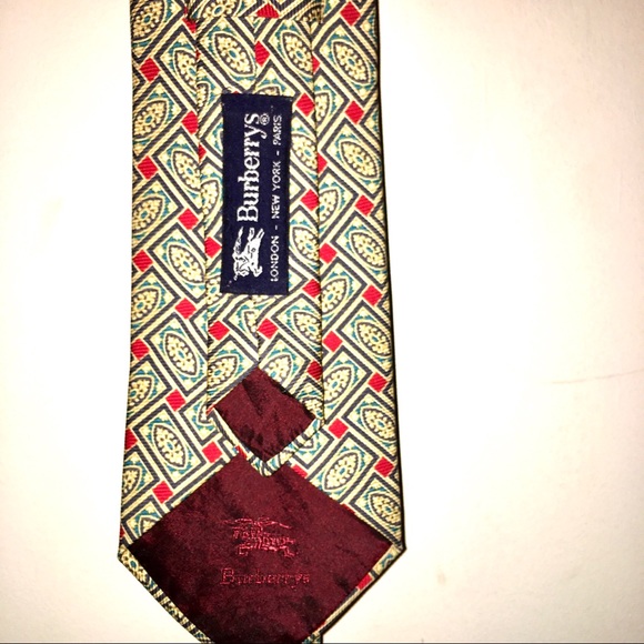 Burberry Silk Mens Patterned Gold Neck Tie - Picture 5 of 8